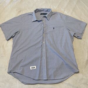 Polo by Ralph Lauren Blue Micro-Check Short Sleeve Button-Down Shirt